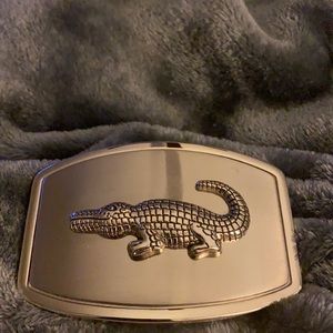 Silver belt buckle with alligator